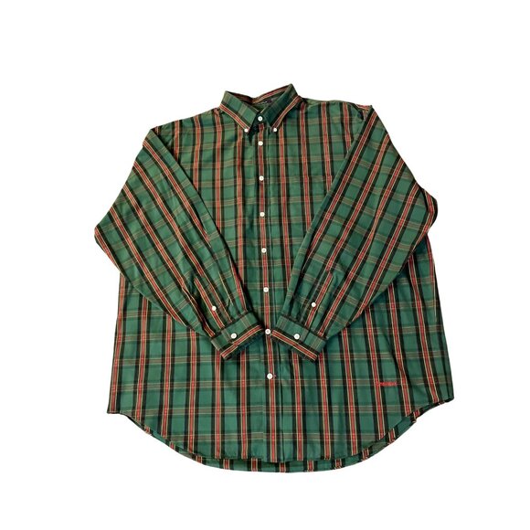 Daniel Cremieux Shirt Mens XL Used Plaid Cotton Button Down Green Red - Picture 14 of 15